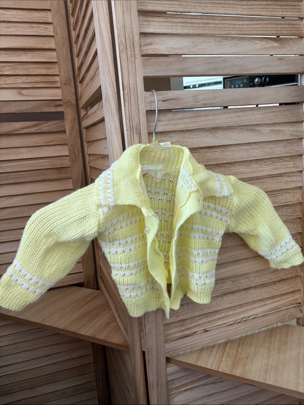 Confetti Vintage Yellow Knit Baby Cardigan with White Stripes 0-12 months